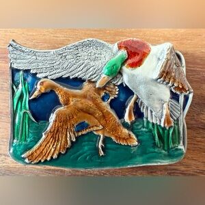 VTG Bergamot 1977 Colorful Duck Belt Buckle Enamel Brass Works
